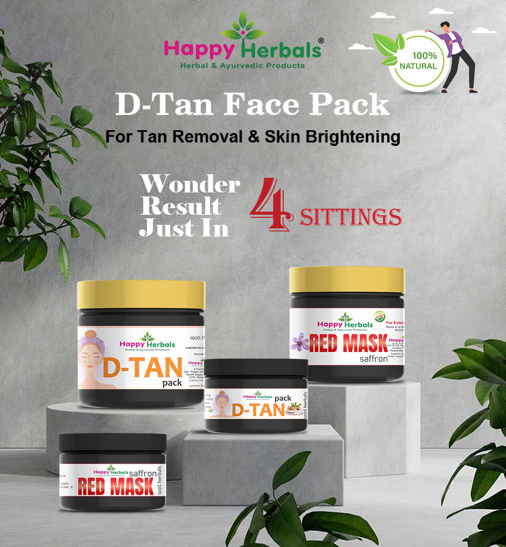 Happy Herbals' DTan Face Pack for Tan Removal & Skin Brightening Yo