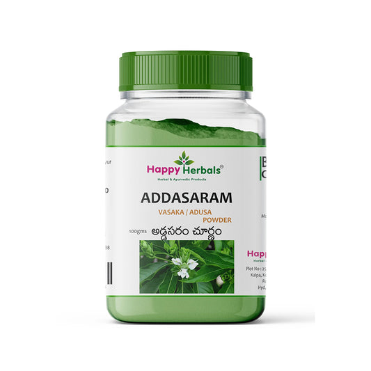 Addasaram Powder: Happy Herbals' digestive support. Blended with natural herbs, it aids digestion and relieves discomfort. Trust in tradition for a healthier gut