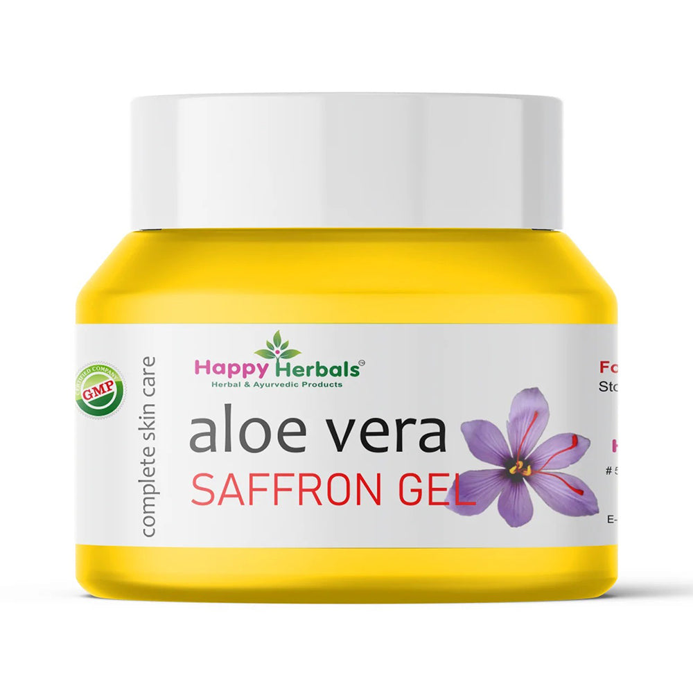 Aloevera Saffron Gel: Happy Herbals' skincare gem. Pure and soothing, it nourishes skin. Embrace nature for radiant beauty.