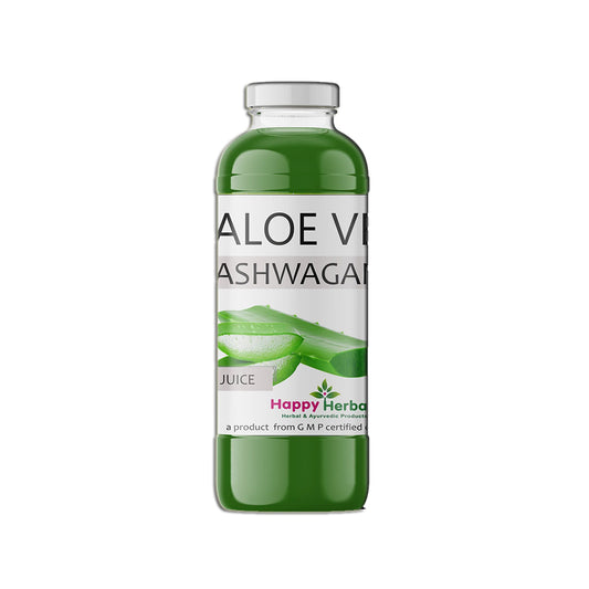 Aloe Vera Ashwagandha Juice: Happy Herbals' wellness elixir. Packed with natural goodness, it boosts vitality. Embrace nature for inner balance.