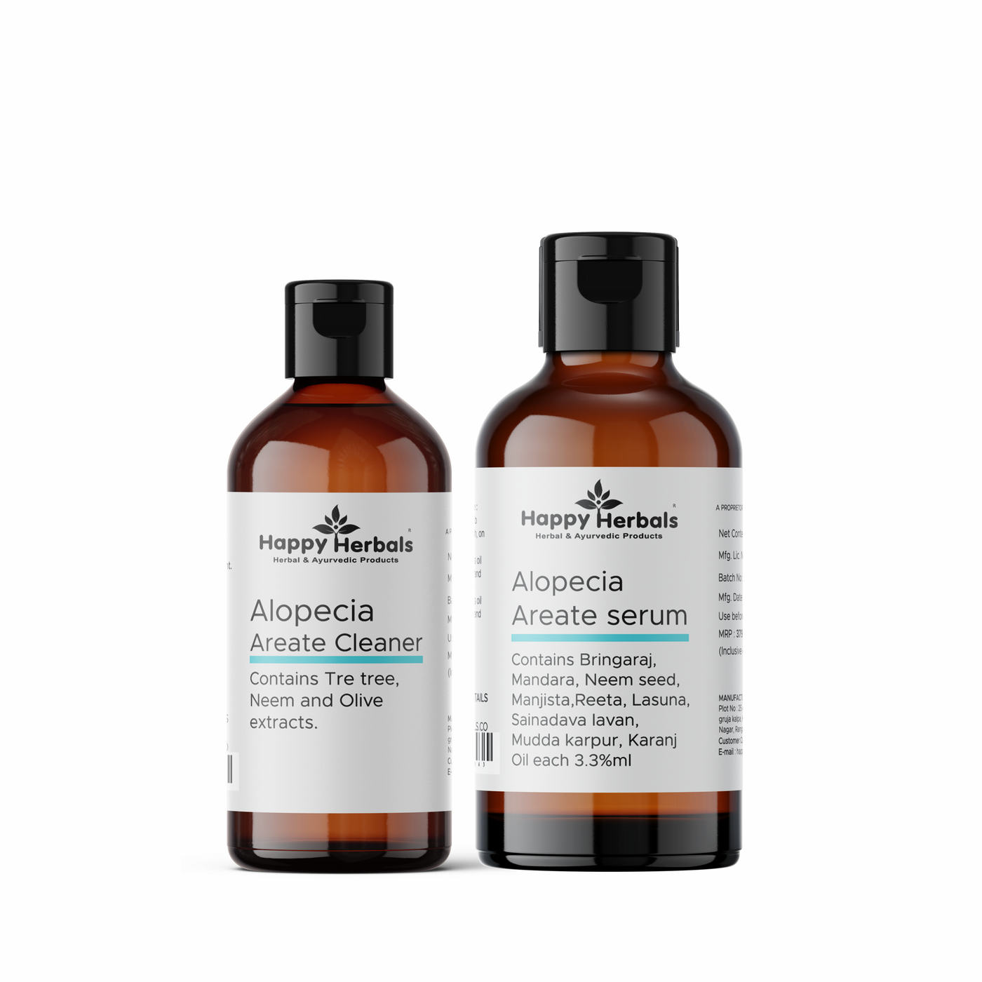 Alopecia Treatment Pack: Happy Herbals' comprehensive solution for hair health. This pack includes specialized products to nourish, strengthen, and revitalize hair. Embrace nature for fuller, healthier locks.