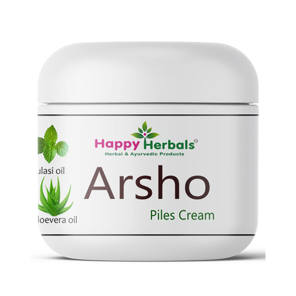 Happy Herbals presents Arsho Cream, your ultimate relief for piles. Formulated with potent herbal extracts, this cream tackles itching, swelling, and discomfort with ease. Gentle and effective, it's your natural solution for soothing relief and comfort.
