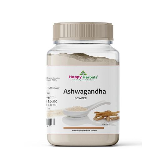 Ashwagandha Powder: Happy Herbals' wellness boost. Pure and potent, it promotes vitality. Embrace nature for inner strength.