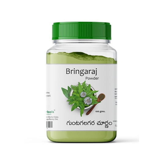 Bringaraja Powder: Happy Herbals' hair care secret. Enriched with Bringaraja, it promotes hair growth and scalp health. Embrace nature for luscious locks.