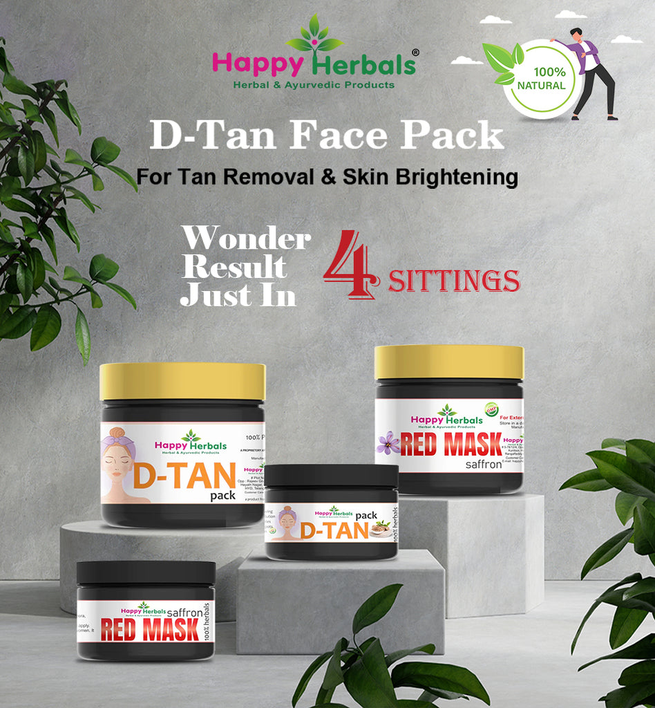 Happy Herbals' D-Tan Face Pack for Tan Removal & Skin Brightening - Your Natural Solution