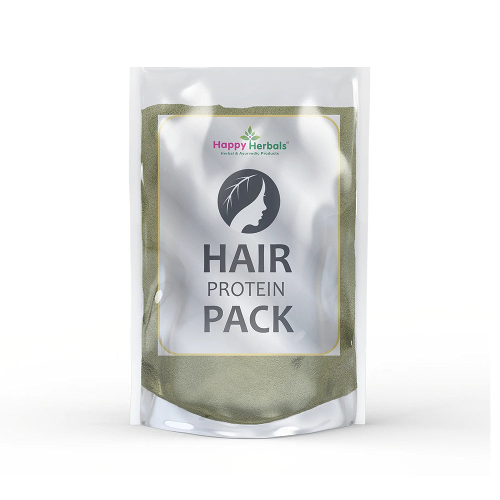 Hair Protein Pack: Happy Herbals' nourishing solution for strong hair. This pack combines protein-rich ingredients to strengthen and revitalize hair strands. Embrace nature for resilient, luscious locks.