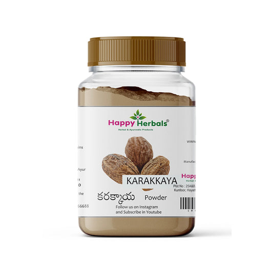 Elevate your wellness routine with Happy Herbals' Karakaya Powder, a pure Ayurvedic supplement packed with antioxidants and nutrients to support digestion and overall health from within.