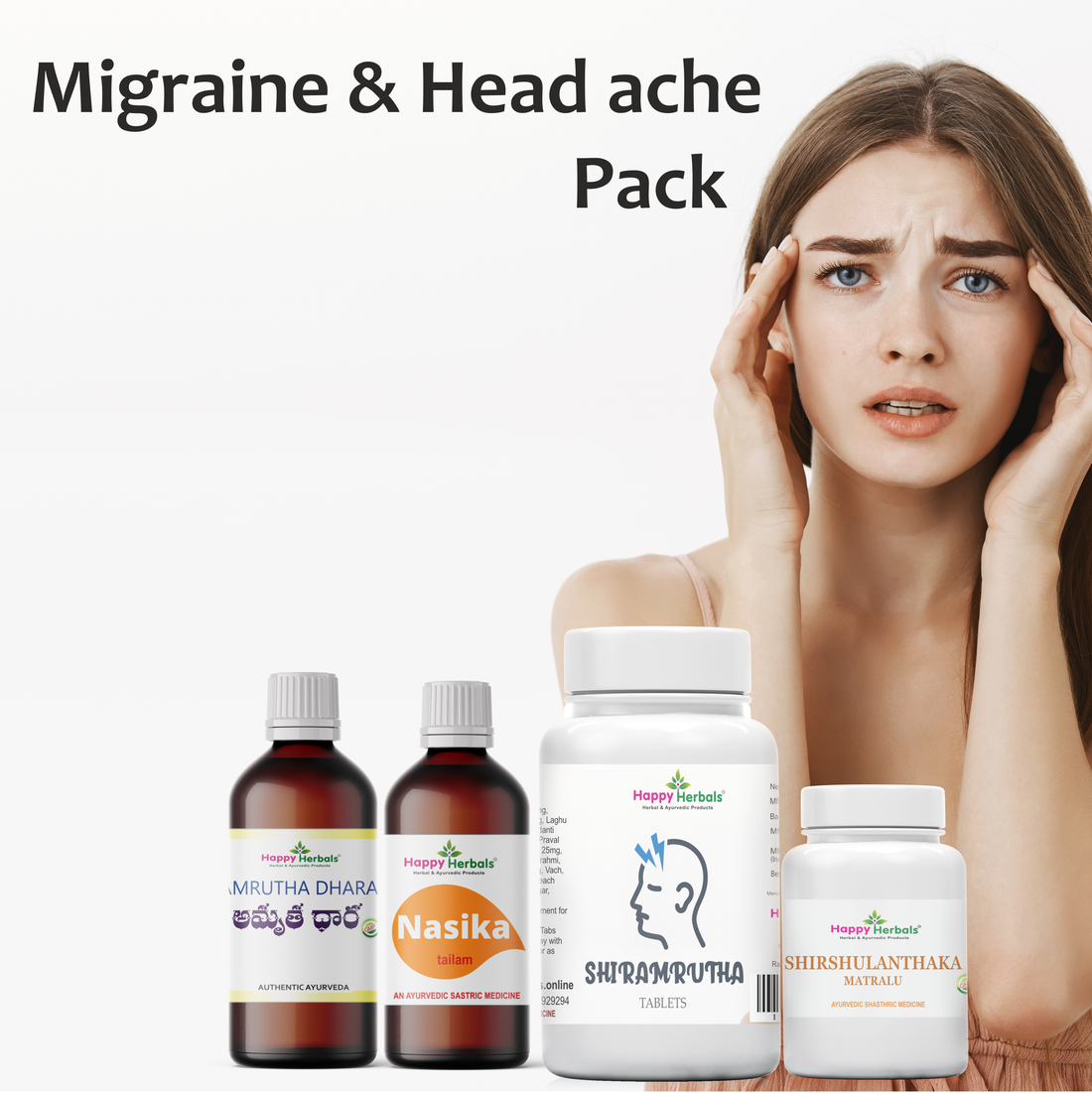 HappyHerbals' Headache & Migraine Set: Your Comprehensive Ayurvedic Solution