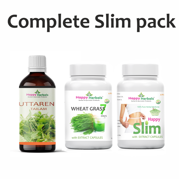 Complete Slim Pack: Happy Herbals' holistic approach to weight management. This comprehensive pack includes a blend of natural supplements crafted with premium ingredients to support healthy weight loss. Embrace nature for a balanced and slim physique.
