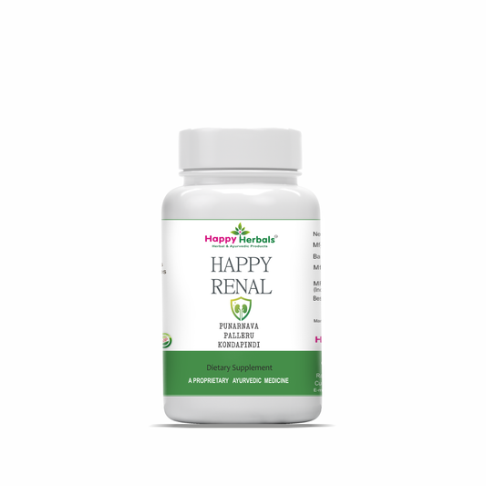 Happy Renal Capsules: Happy Herbals' kidney support. Crafted with natural ingredients, these capsules promote kidney health and function. Embrace nature for renal wellness.