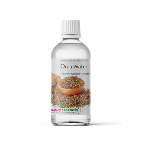 Oma Water, from HappyHerbals, is a natural solution derived from Carom Seeds. Widely used in Ayurveda, it aids digestion, supports women's health, and provides relief from infant gas discomfort.