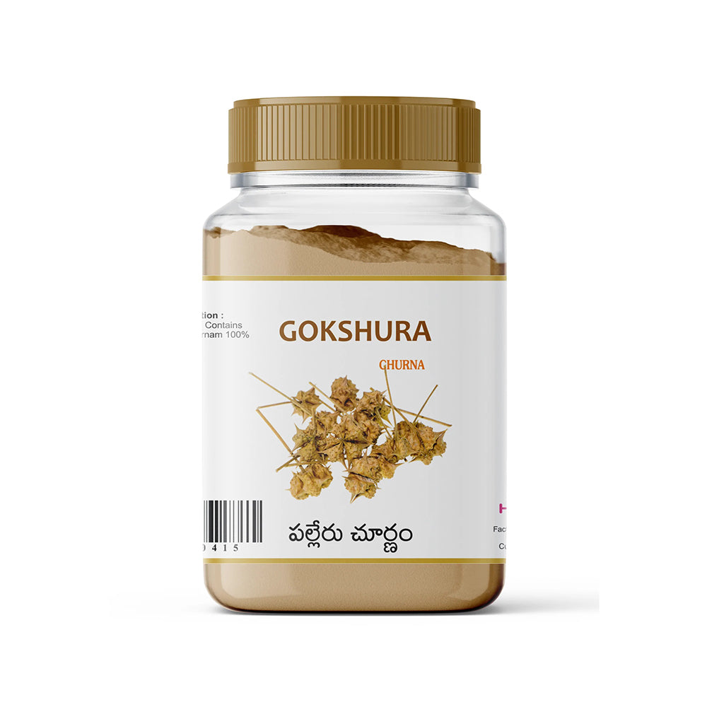 Experience the purity of HappyHerbals' Palleru Churnam (Gokshura) - 100g. Derived from the revered Gokshura herb, this Ayurvedic blend offers holistic wellness support, promoting urinary health and vitality. Embrace natural remedies for your well-being with HappyHerbals.