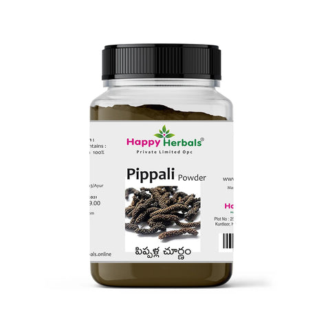 Experience the potency of HappyHerbals' Pippali Powder. Derived from the revered Pippali plant, this Ayurvedic remedy offers diverse health benefits, from supporting digestion to promoting respiratory health. Embrace the natural power of Pippali with HappyHerbals.