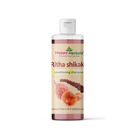 Happy Herbals' Rita Shikakai Shampoo - Natural hair cleansing with Rita and Shikakai. Experience clean, beautiful, and silky hair with this Ayurvedic shampoo.